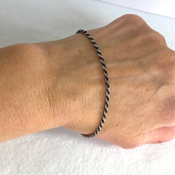 Italian Sterling Silver 925 Italy Dainty 2MM Twisted Rope Chain Bracelet 8” - Picture 13 of 16